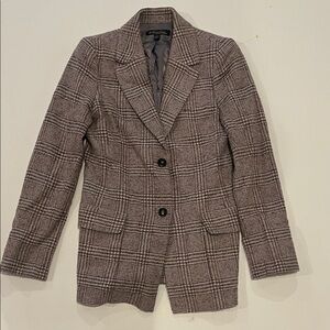 Brooks Brothers Plaid Blazer wool blend woman’s 4 cream brown houndstooth